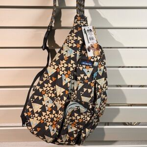 Kavu Geometric Pattern Backpack - Black, Tan, Blue